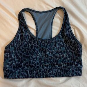 GAP Racerback Sports Bra in Black & Teal Leopard